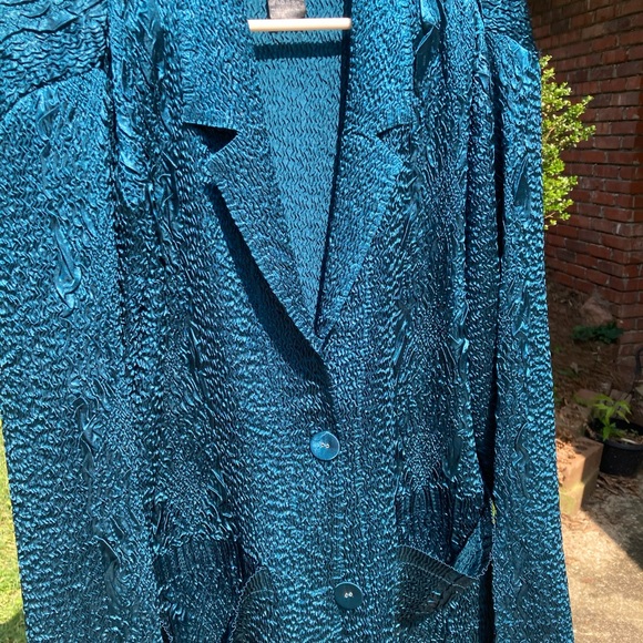 Chicos Dark Teal Blazer Size 3 - Picture 4 of 4